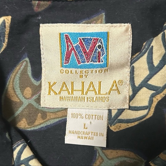 Vintage Avi Collection by Kahala Hawaiian Leaf all over print Shirt - Size L - Picture 2 of 7